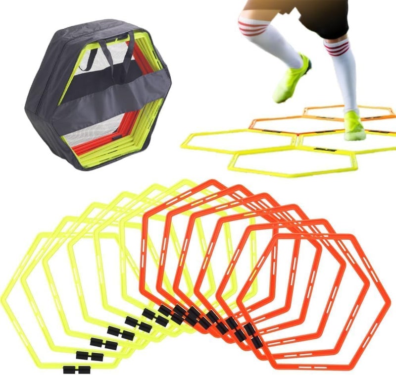 Japard Hex Agility Rings for Speed Training & Agility Footwork Training Speed Hurdles Ladder with Carrying Bag - Image 1